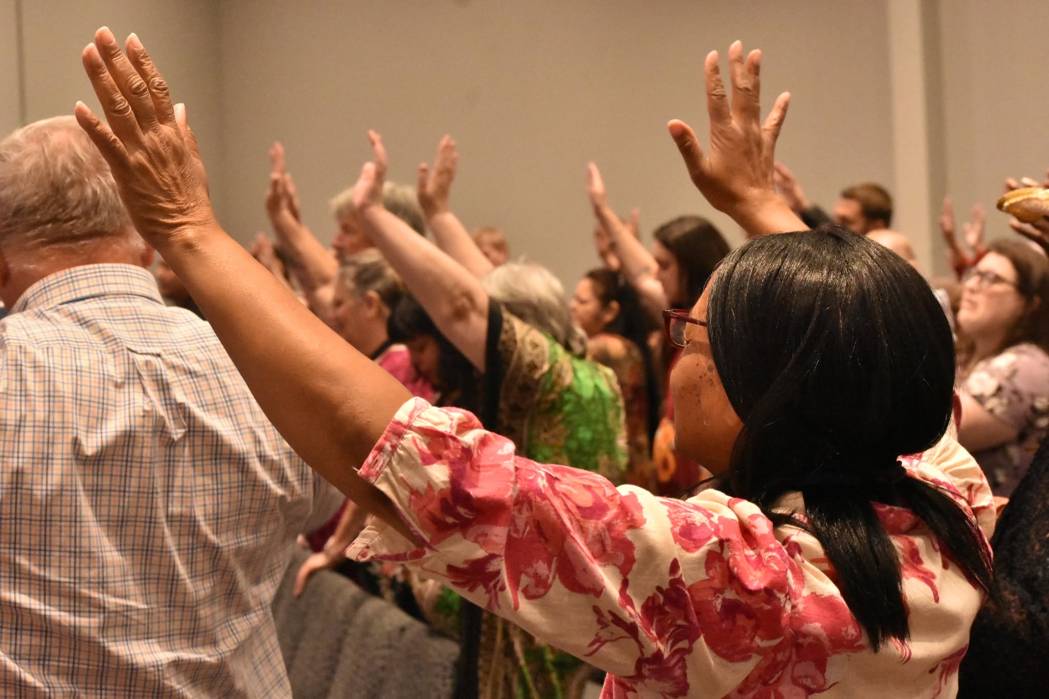Sis. Mathis worshiping with the Apostolic Lighthouse Church congregation